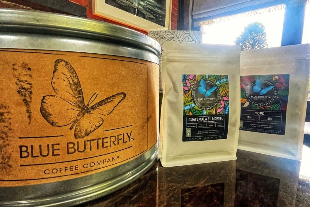 blue butterfly coffee